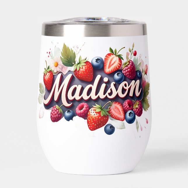 Personalised Berry Floral Tumbler – "Madison" (Front)