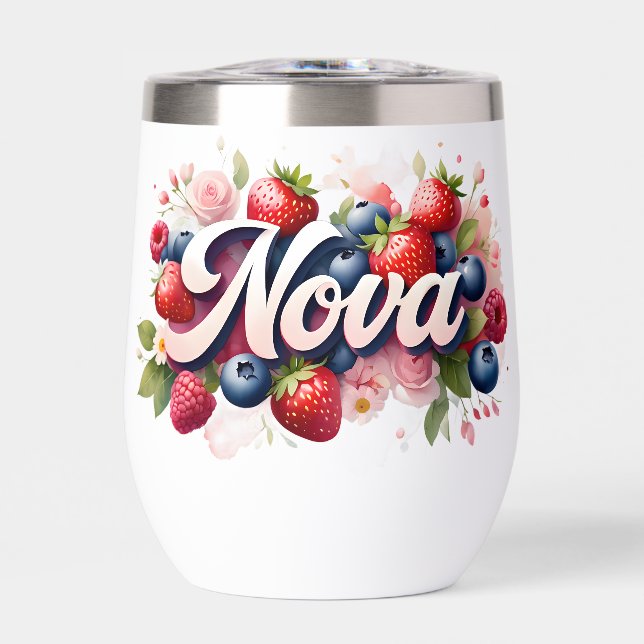 Personalised Berry Floral Tumbler – "Nova" (Front)