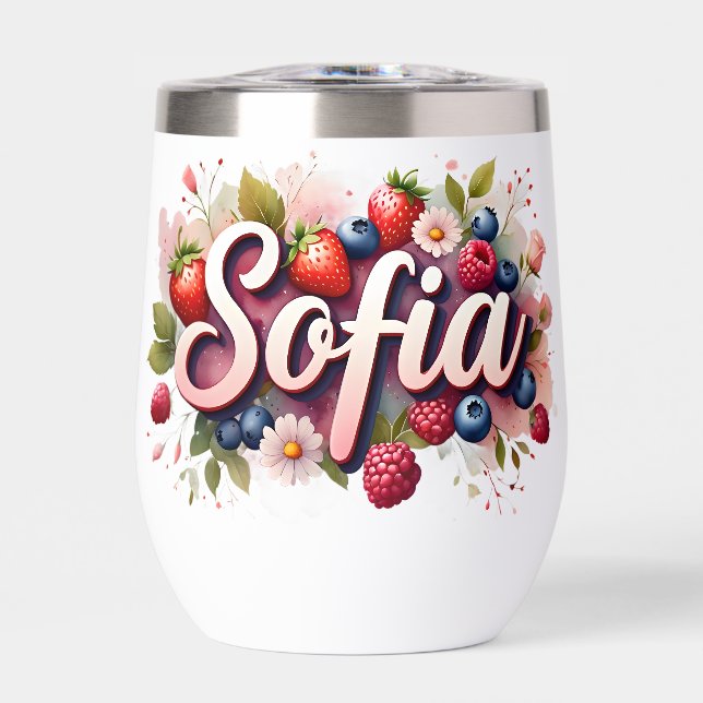 Personalised Berry Floral Tumbler – "Sofia" (Front)