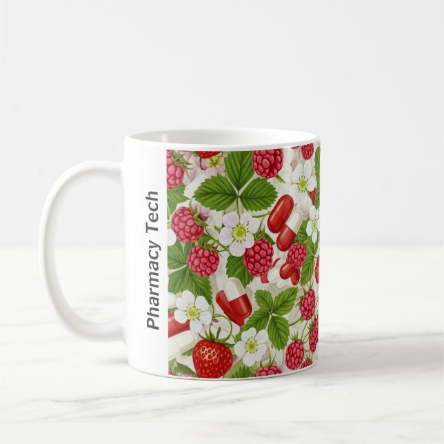 Personalised Berry & Pill Pattern Pharmacy Mug (Left)
