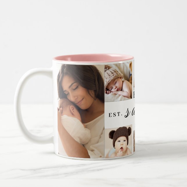 Personalised Best Abuelito Ever 8 Photo Collage  Two-Tone Coffee Mug (Left)