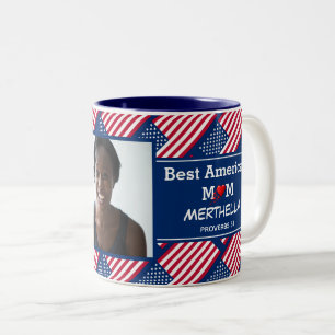 Personalised BEST AMERICAN MOM Photo Two-Tone Coffee Mug