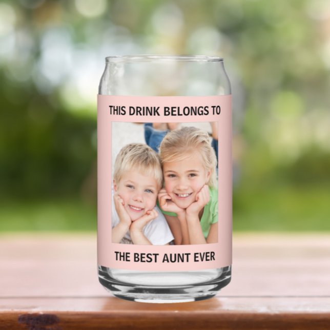  Personalised Best Aunt Ever Photo Pink Can Glass (Creator Uploaded)