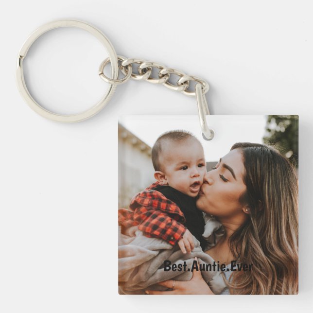Personalised Best Auntie Ever Custom Photo  Key Ring (Front)