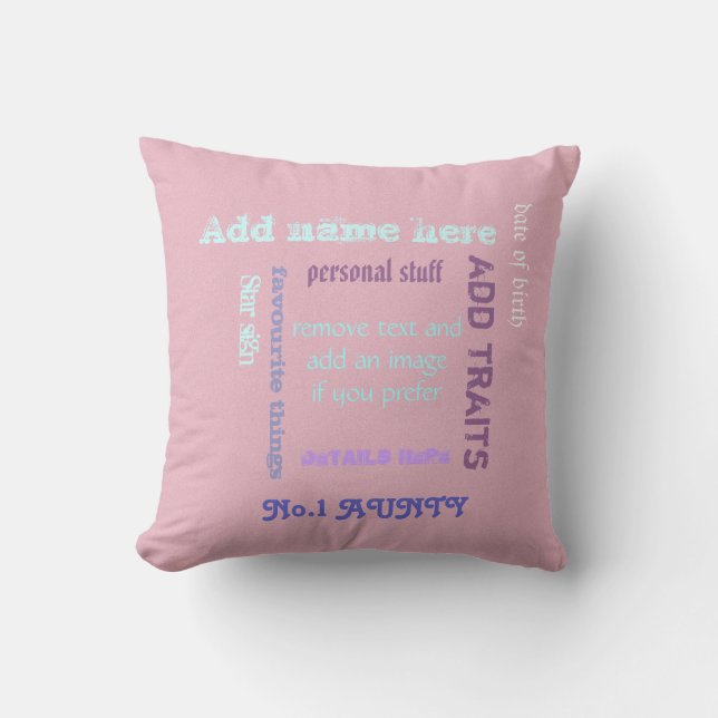 Personalised best Aunty wordcloud Cushion (Front)