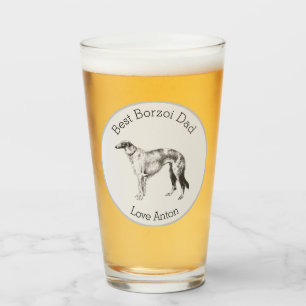Personalised Best Borzoi Dad Glass