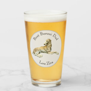 Personalised Best Borzoi Dad Glass