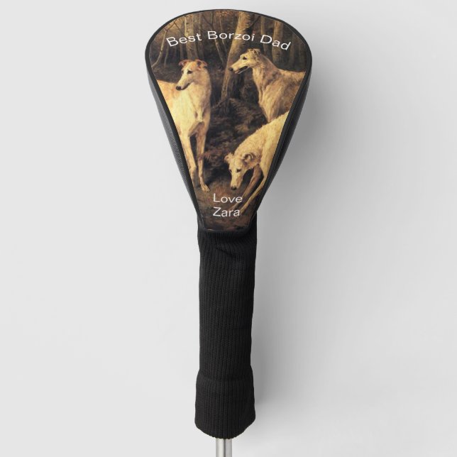 Personalised Best Borzoi Dad Golf Head Cover (Front)