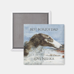 Personalised Best Borzoi Dad Magnet