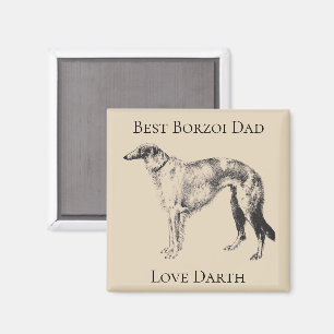 Personalised Best Borzoi Dad Magnet