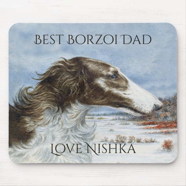Personalised Best Borzoi Dad Mouse Pad (Front)