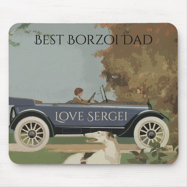 Personalised Best Borzoi Dad Mouse Pad (Front)