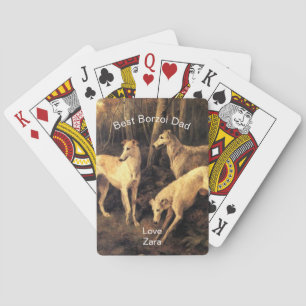 Personalised Best Borzoi Dad Playing Cards