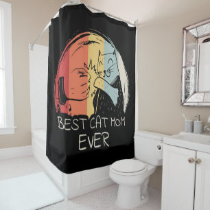 Personalised Best Cat Mum Ever Vintage Shower Curtain