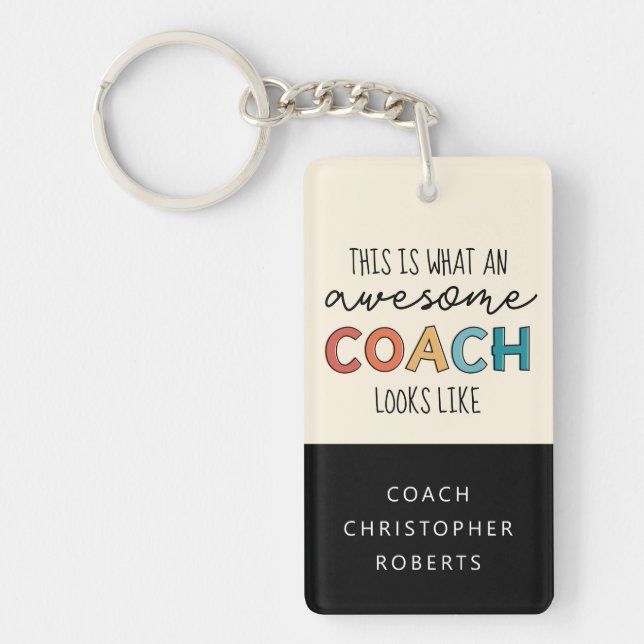 Personalised Best Coach Ever | Awesome Coach Gifts Key Ring (Front)
