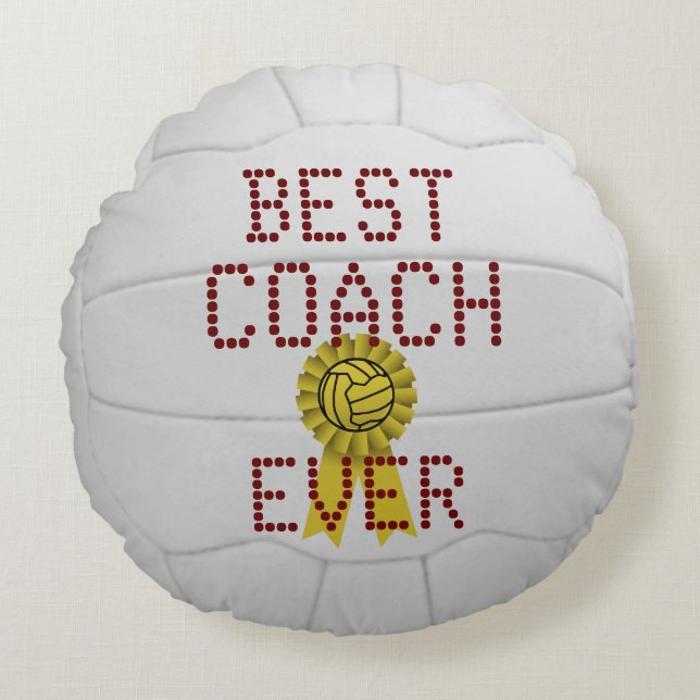 Personalised Best Coach Netball Ball Round Cushion (Front)