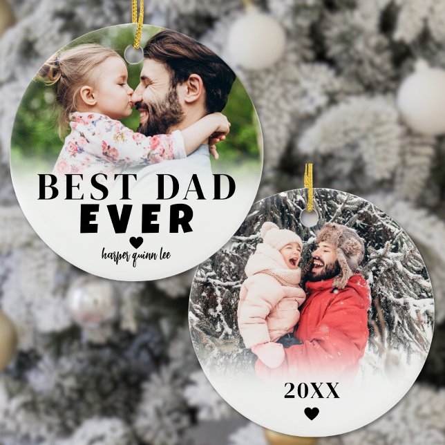 Personalised Best Dad 2 Photo Christmas Ceramic Ornament (Personalized Best Dad 2 Photo Christmas Ceramic Ornament )