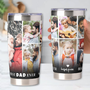Personalised Best Dad 8 Photo Collage Father Insulated Tumbler