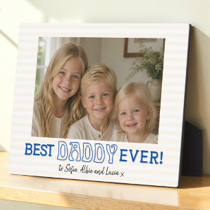 Personalised Best Dad Blue Script Photo Plaque