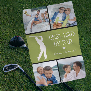 Personalised Best Dad by Par Photo Collage Golf To Towel