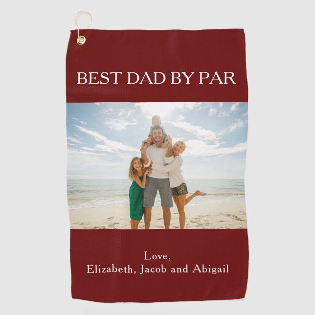 Personalised Best Dad By Par Photo Golf Towel (Front)