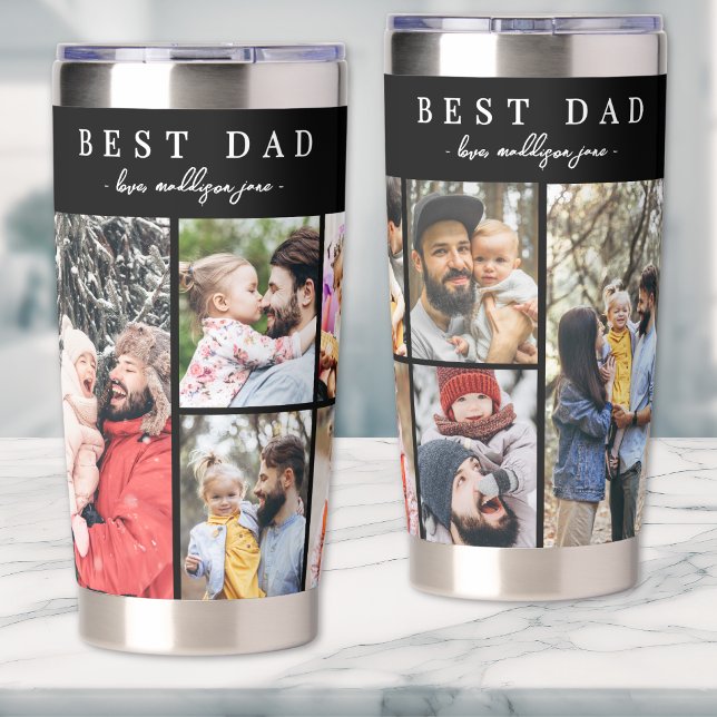 Personalised Best Dad Ever 8 Photo Collage Father Insulated Tumbler (Personalized Best Dad Ever 8 Photo Collage Father Insulated Tumbler)
