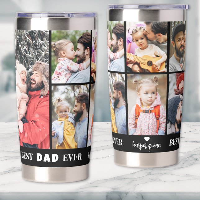 Personalised Best Dad Ever 8 Photo Collage Father Insulated Tumbler (Personalized Best Dad Ever 8 Photo Collage Father Insulated Tumbler)