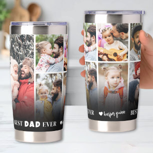 Personalised Best Dad Ever 8 Photo Collage Father Insulated Tumbler
