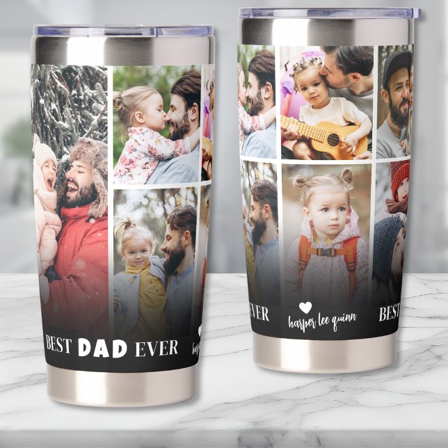 Personalised Best Dad Ever 8 Photo Collage Father Insulated Tumbler (Personalized Best Dad Ever 8 Photo Collage Father Insulated Tumbler)