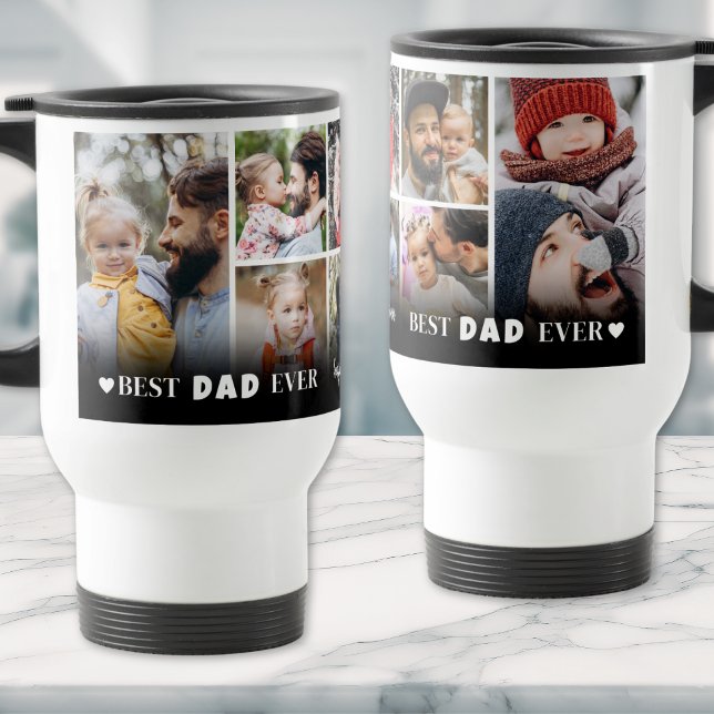 Personalised Best Dad Ever 8 Photo Collage Father Travel Mug (Personalized Best Dad Ever 8 Photo Collage Father Travel Mug)