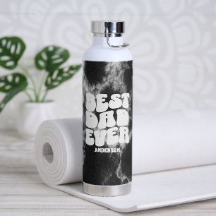 Personalised Best Dad Ever Black Tie Dye Water Bottle