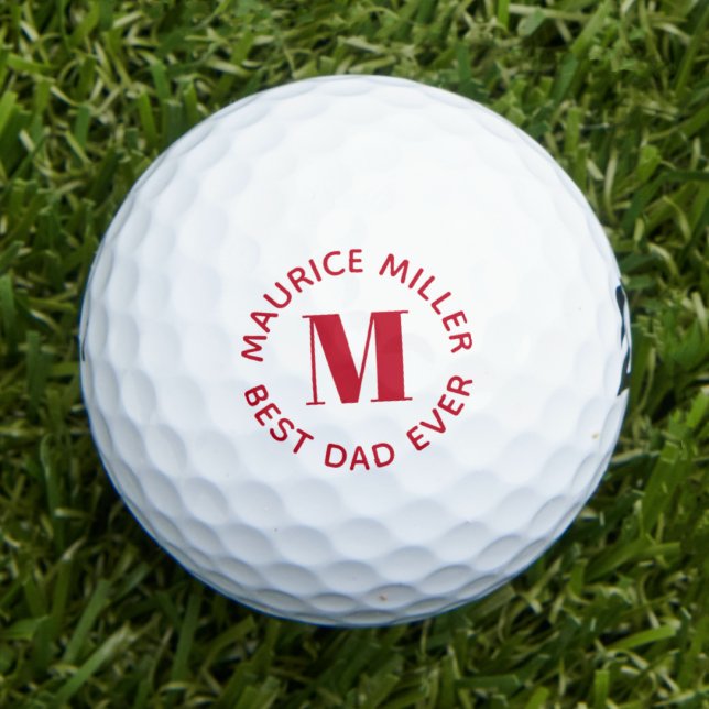 Personalised 'Best Dad Ever' Custom Name Red Golf Balls (Creator Uploaded)
