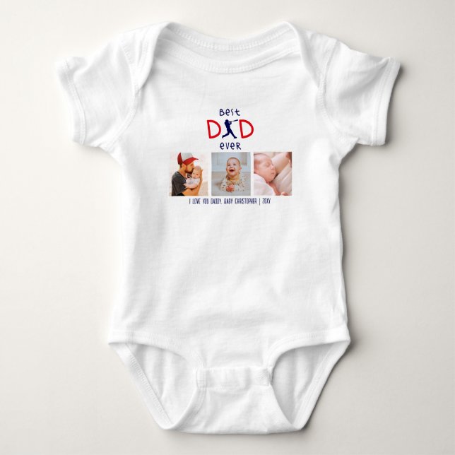 Personalised Best Dad Ever | Cute 1s Father’s Day Baby Bodysuit (Front)