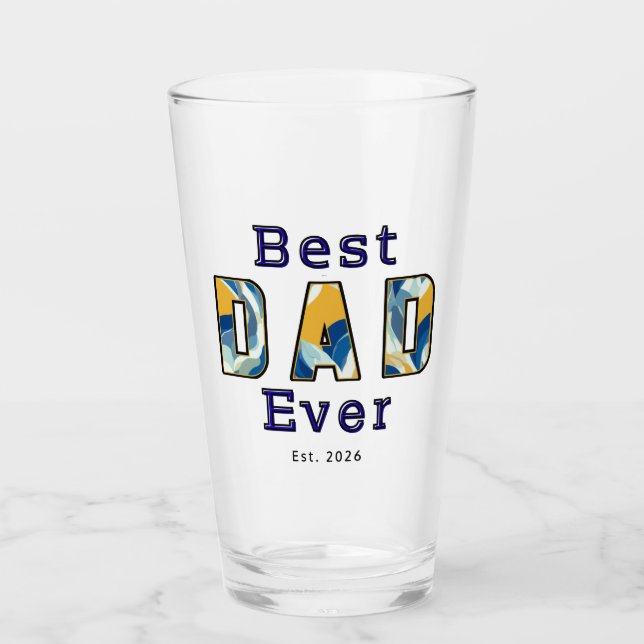 Personalised Best Dad Ever Est Year Modern Text Glass (Front)
