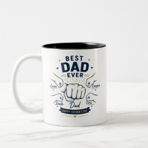 Personalised Best Dad Ever Father’s Day of 4 kids Two-Tone Coffee Mug