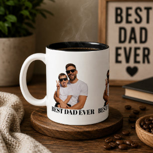 Personalised Best Dad Ever Full Transparent Photo Two-Tone Coffee Mug