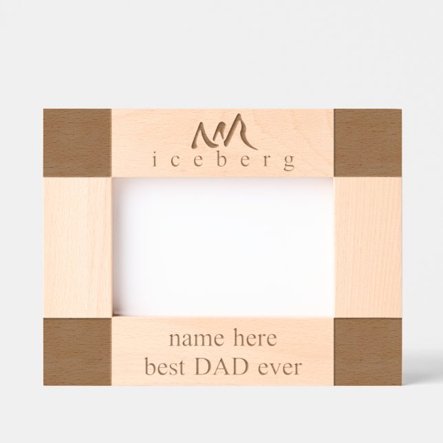 Personalised Best DAD Ever Iceberg Line Art Etched Frames (Front)