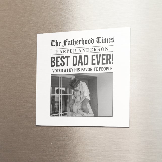 Personalised Best Dad Ever Newspaper Photo Magnet (Creator Uploaded)