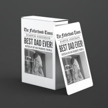 Personalised Best Dad Ever Newspaper Photo Playing Cards