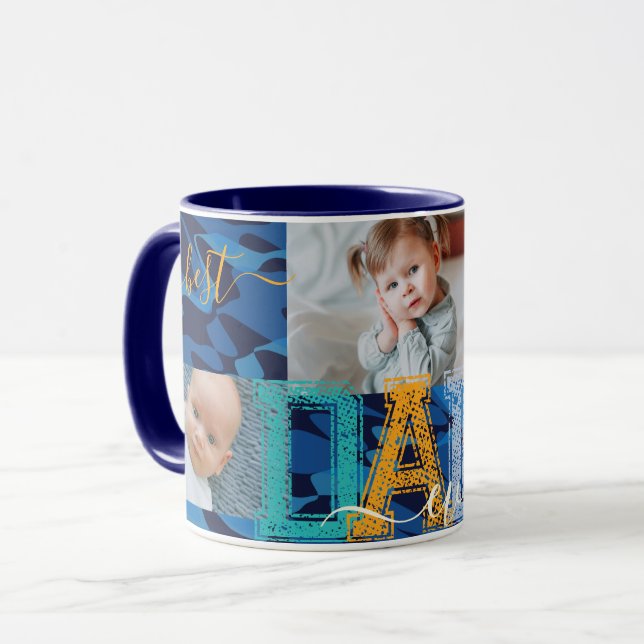 Personalised Best DAD Ever Photo Camo Navy Blue Mug (Front Left)