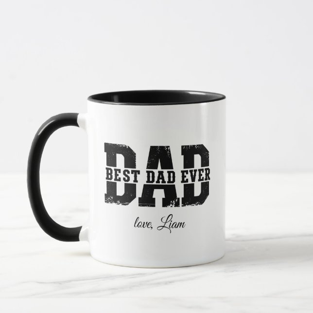 Personalised Best Dad Ever Photo Collage Black Mug (Left)