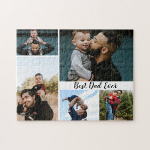 Personalised Best Dad Ever Photo Collage Jigsaw Puzzle