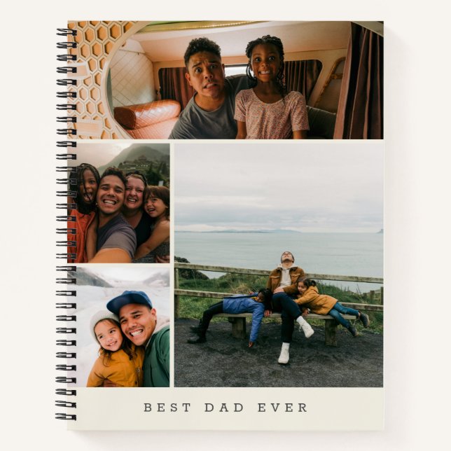 Personalised Best Dad Ever Photo Collage Notebook (Front)