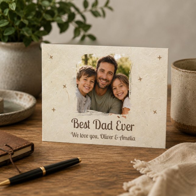 Personalised Best Dad Ever Photo Holiday Card (Creator Uploaded)