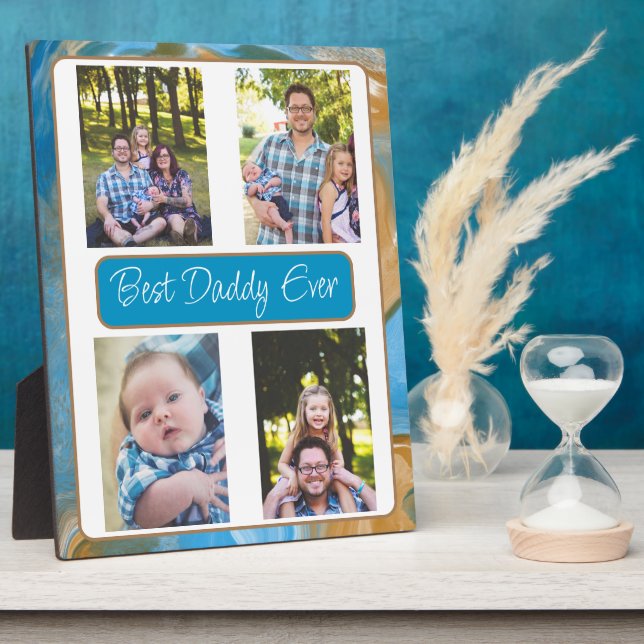 Personalised Best Dad Ever Photo  Plaque (Side)