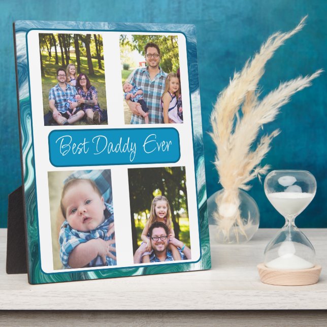 Personalised Best Dad Ever Photo   Plaque (Side)