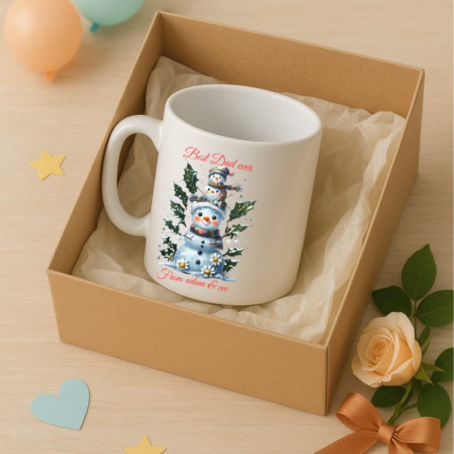 Personalised Best Dad Ever Snowman_Custom nom Coffee Mug (Creator Uploaded)