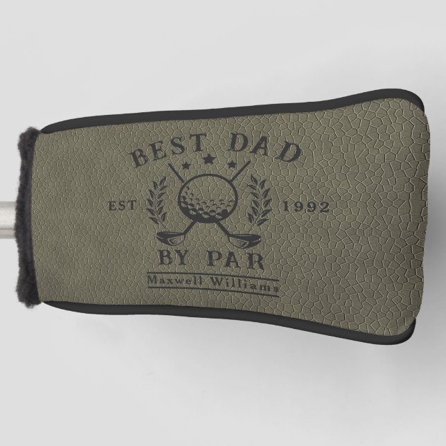 Personalised Best Dad Golf Army Green Head Putter Cover (Front)