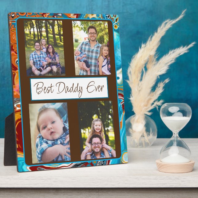Personalised Best Daddy Ever Photo  Plaque (Side)