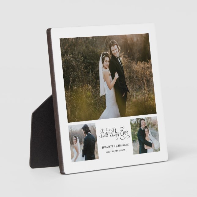 Personalised Best Day Ever Photo plaque with easel (Front)